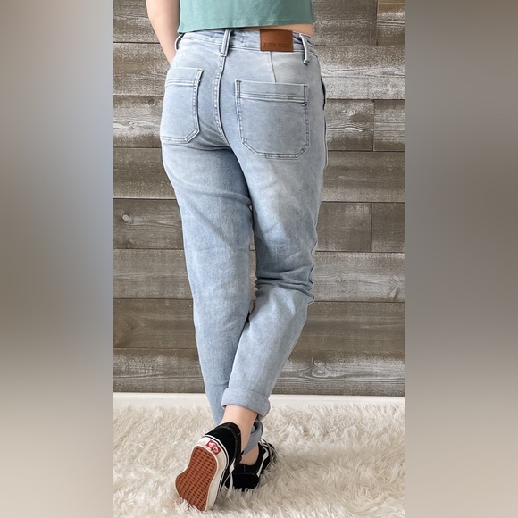 judy blue high waist vintage light wash double cuff joggers JB88691REG LT - Picture 9 of 12